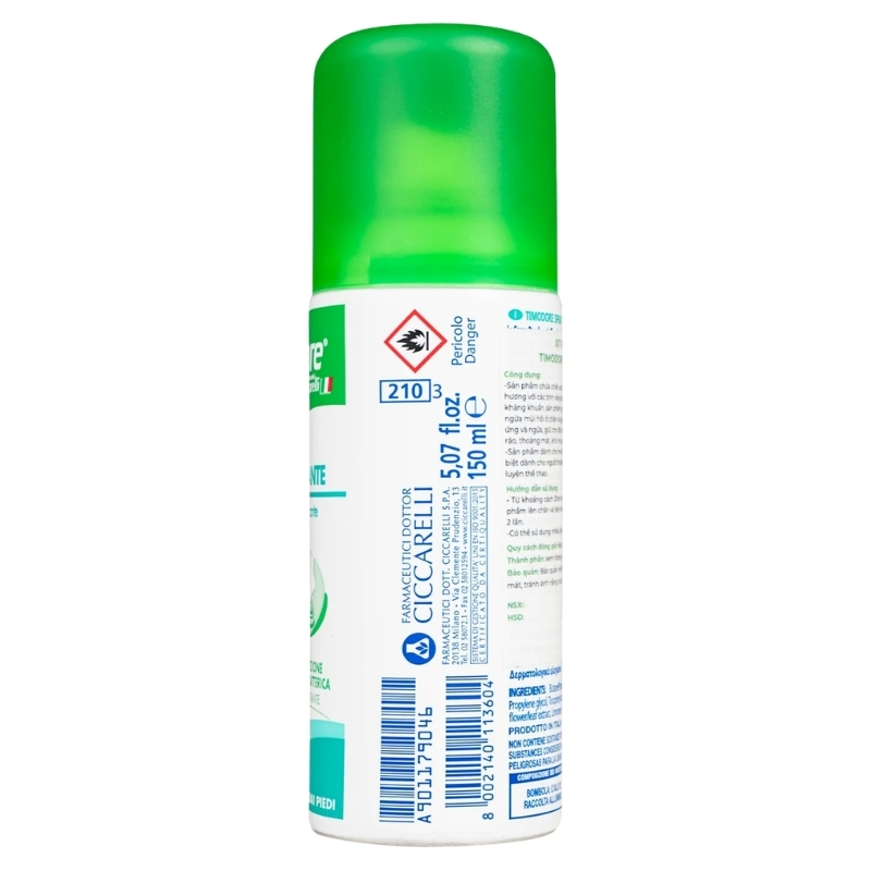 Xịt khử mùi hôi chân và giày Dr.Ciccarelli Timodore Deodorant Spray chai 150ml - Ảnh 2