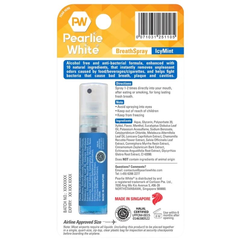 Xịt thơm miệng Pearlie White Icy Mint chai 8.5ml